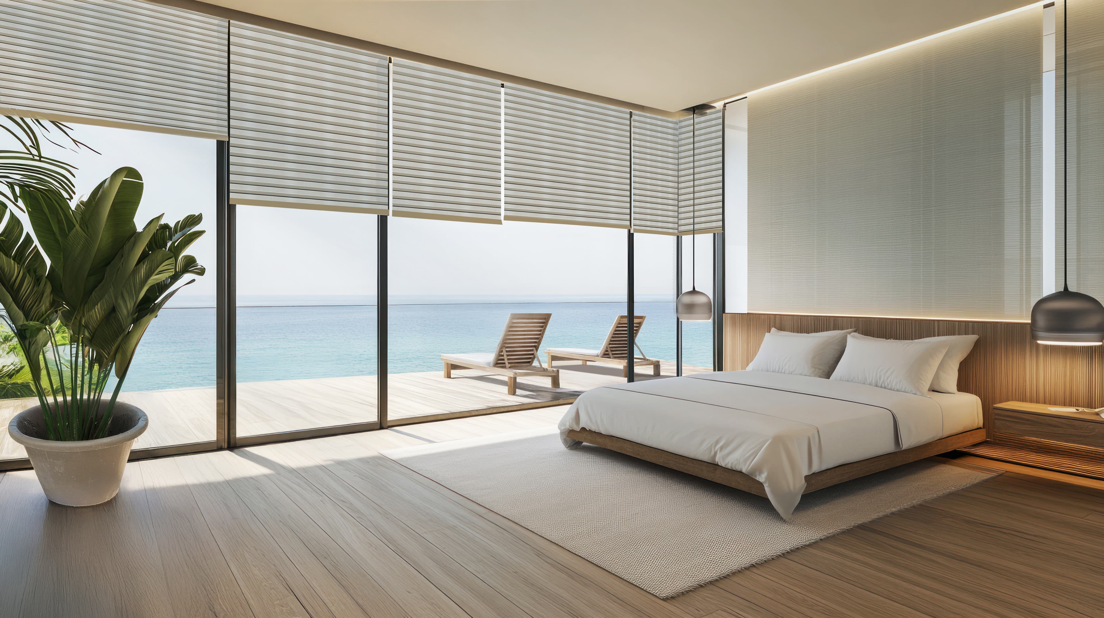 Luxurious bedroom with ocean view
